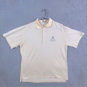 PETER MILLAR MENS GOLF SHIRT YELLOW WITH STRIPES SIZE M